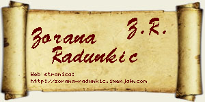 Zorana Radunkić vizit kartica